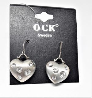 Örhängen med Hjärta Silverfärg och Strass