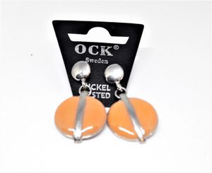 Runda Örhängen Orange med Silverfärgat Streck