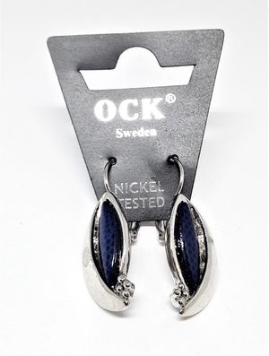Ovala Örhängen Blå och Silverfärg