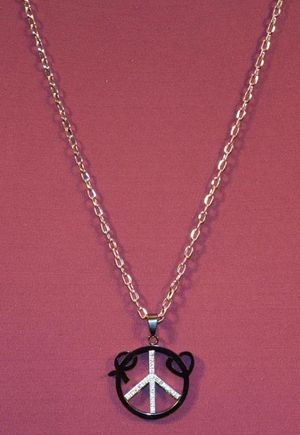 Halsband med Fredstecknet Guldfärg, Vit och Svart