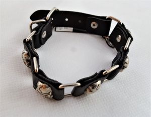 Armband Läder med Länkar och Dödskallar Metall