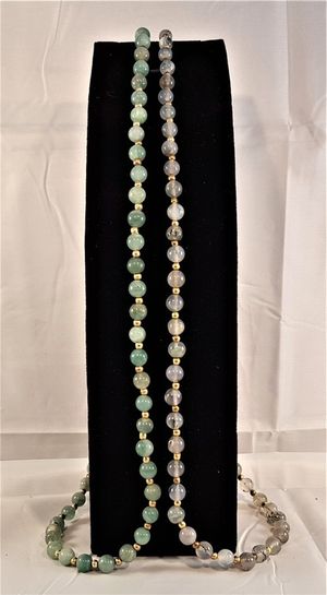 Halsband mossfärgad agat och grön agat