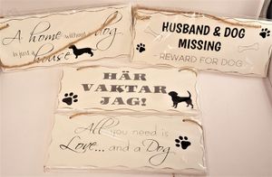 Skyltar i trä med hundmotiv, x1