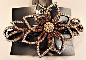 Hårspänne strass ros brun ton