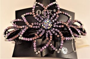 Hårspänne strass ros lila ton