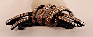 Hårspänne strass rosett brun ton