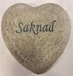 Hjärta med text "Saknad"