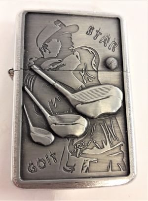 Golf - Bensintändare, motiv 3 golfklubbor