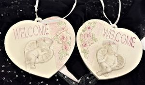 Söta änglar i hjärta text "Welcome", 2 varianter