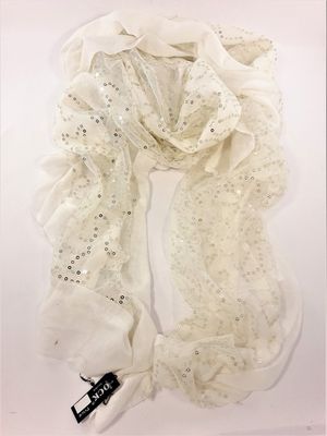 Vit scarf med glittrande paljetter