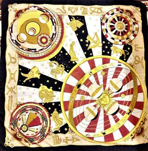Scarf med Zodiaktecken, blå kant