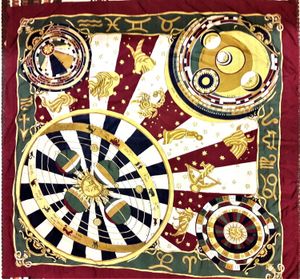 Scarf med Zodiaktecken, röd kant