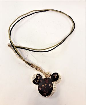 Halsband med Mimmi motiv och strass i svart och guldfärg