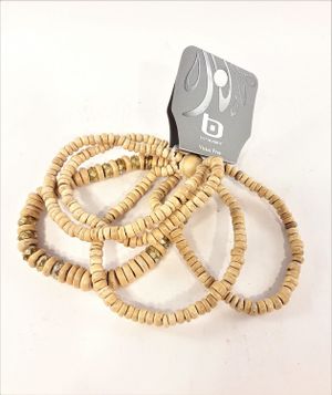 5-radigt Armband med Träkulor Brun
