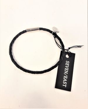 Flätat Läderarmband Svart med Spänne i Rostfritt Stål
