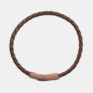 Marbella Flätat Läder Armband Brun med Spänne Rostfritt Stål