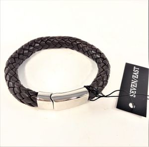 Flätat Läderarmband Brun med Spänne i Rostfritt Stål