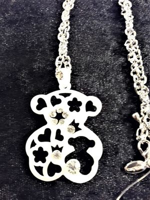 Halsband med Tous Nalle och strass i vitt