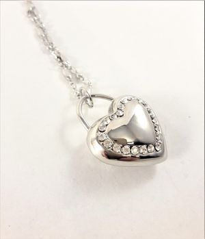 Halsband med Hjärta Silverfärg och Strass
