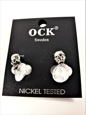 Örhängen med Dödskallar och Gnistrande Sten Vit