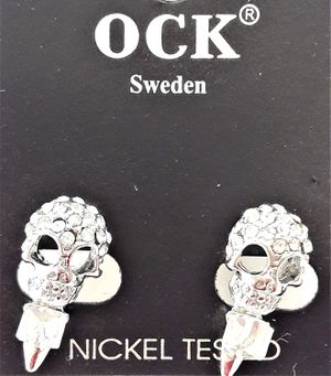Örhängen med Gnistrande Dödskalle Vit