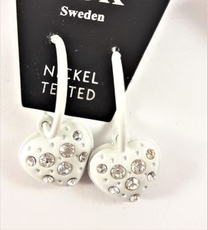 Örhängen med Hjärta och Strass Vit