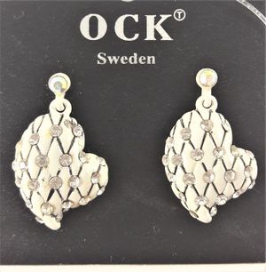 Örhängen med Hjärta i Rutmönster och Strass Vit