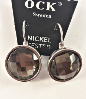 Örhängen med Facett Silverfärg och Svart