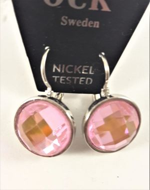 Örhängen med Facett Silverfärg och Rosa