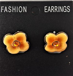 Emaljerade Örhängen i Form av Blomma Orange