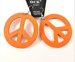 Örhängen i Trä med Peacemärke Orange