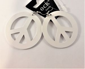 Örhängen i Trä med Peacemärke Vit