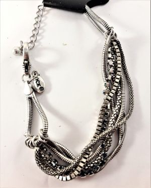 Flerradigt Armband med Olika Kedjor Silverfärg