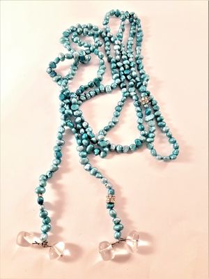 Öppet Halsband med Små Pärlor Blå