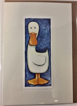 Handgjort grattiskort med ankmotiv, utan text