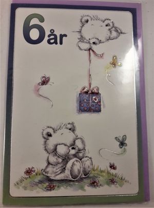 Grattiskort "6 år" med vita björnar som motiv