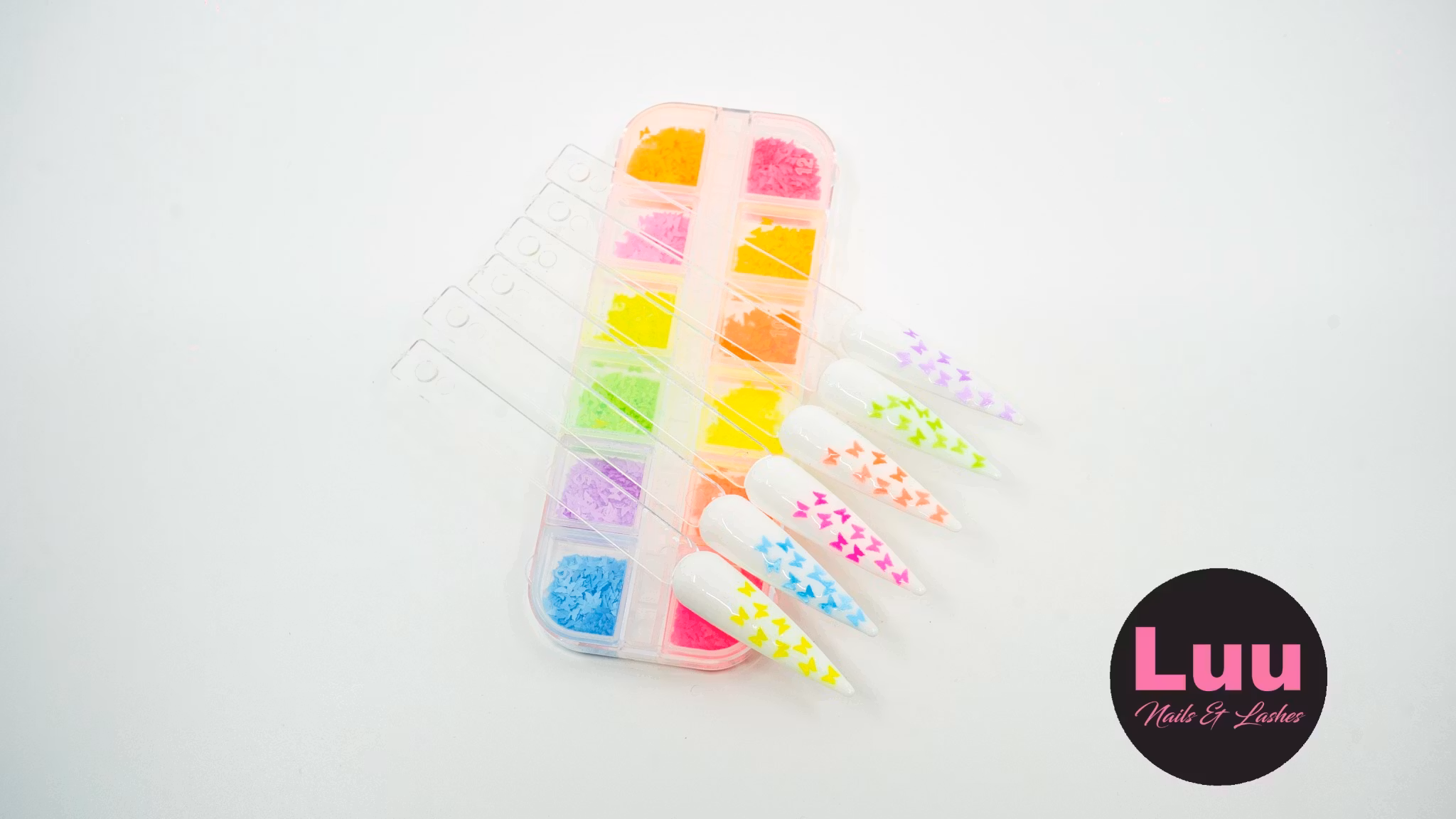 Neon butterfly glitter set