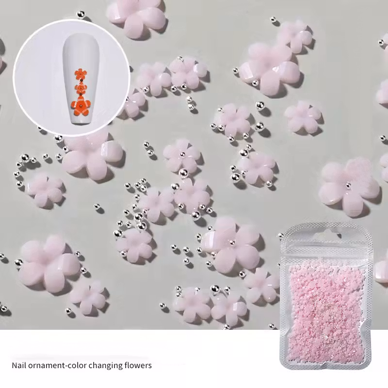 Rosa 3D blommor till nagelkonst 500st
