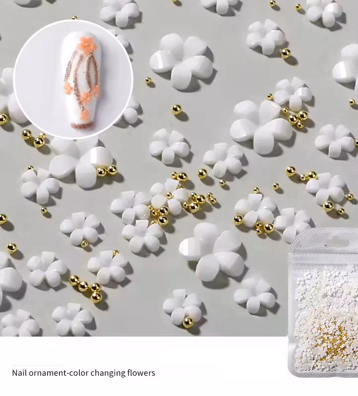 Vita 3D blommor till nagel konst 500 st