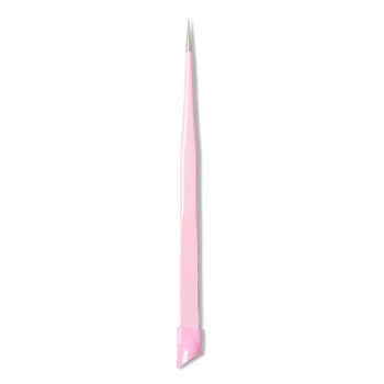 Pink Dual ends Straight Nail Tweezers With Silicone Pressing Head For 3d Sticker
