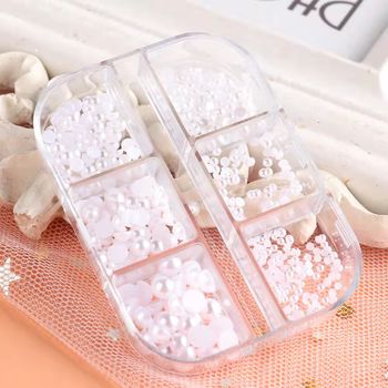 White pearls nailart 6 sizes