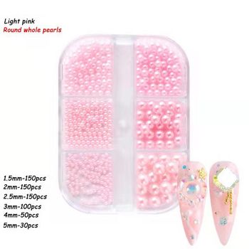 Pink pearls for nailart 6 sizes