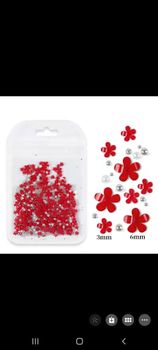 Red 3D flowers nailart 500pcs