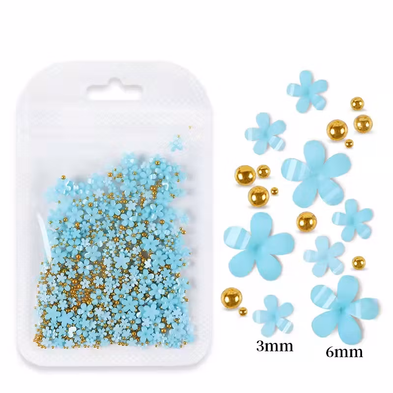 Turquoise 3D flowers nailart 500pcs
