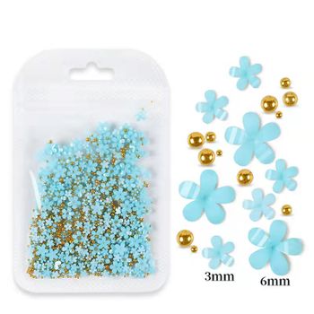 Turquoise 3D flowers nailart 500pcs