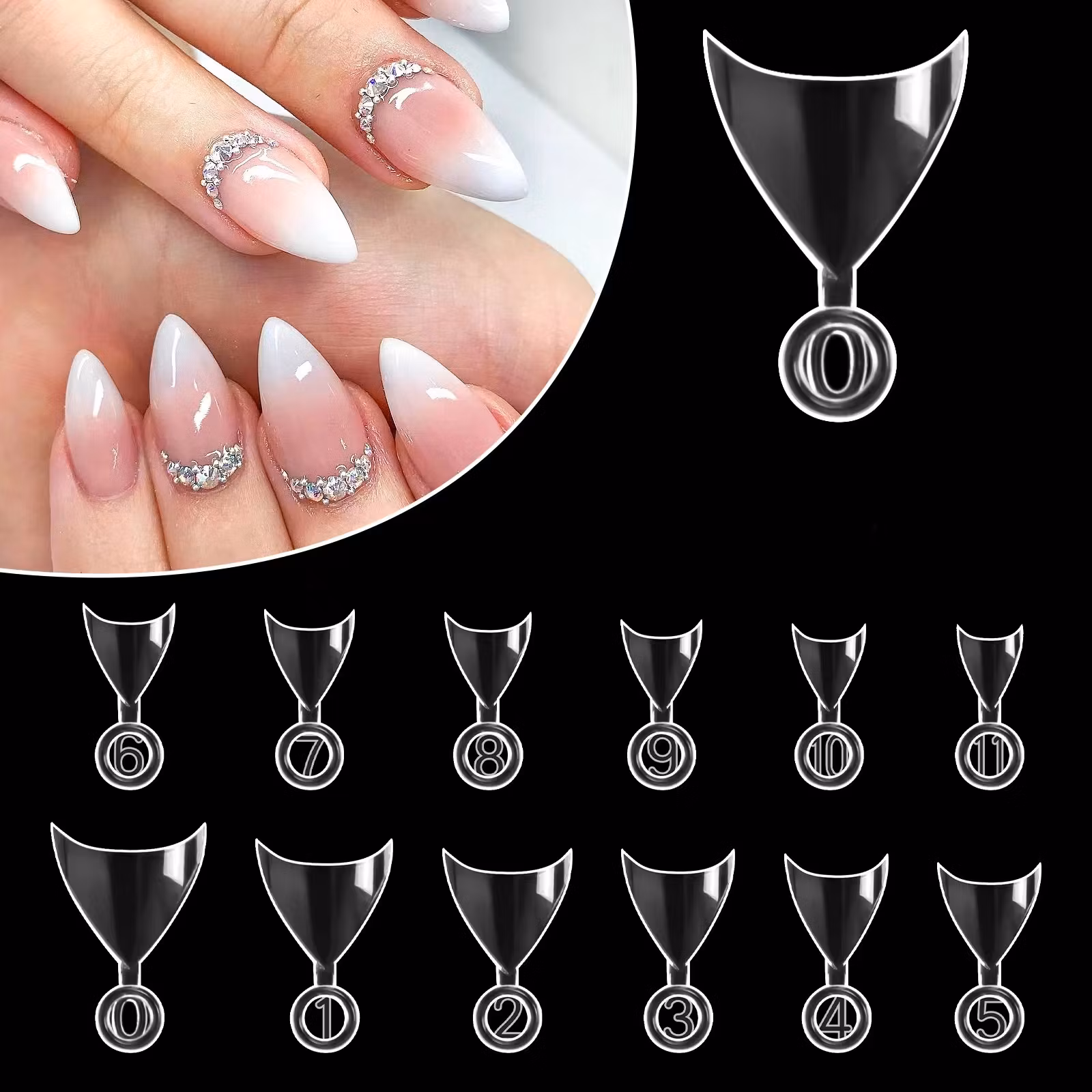 Short round/ trangular  tips 500 pcs in 10 sizes