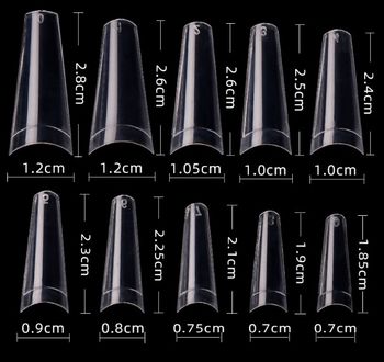 Clear Medium coffin c-curve 500 pcs in 10 sizes