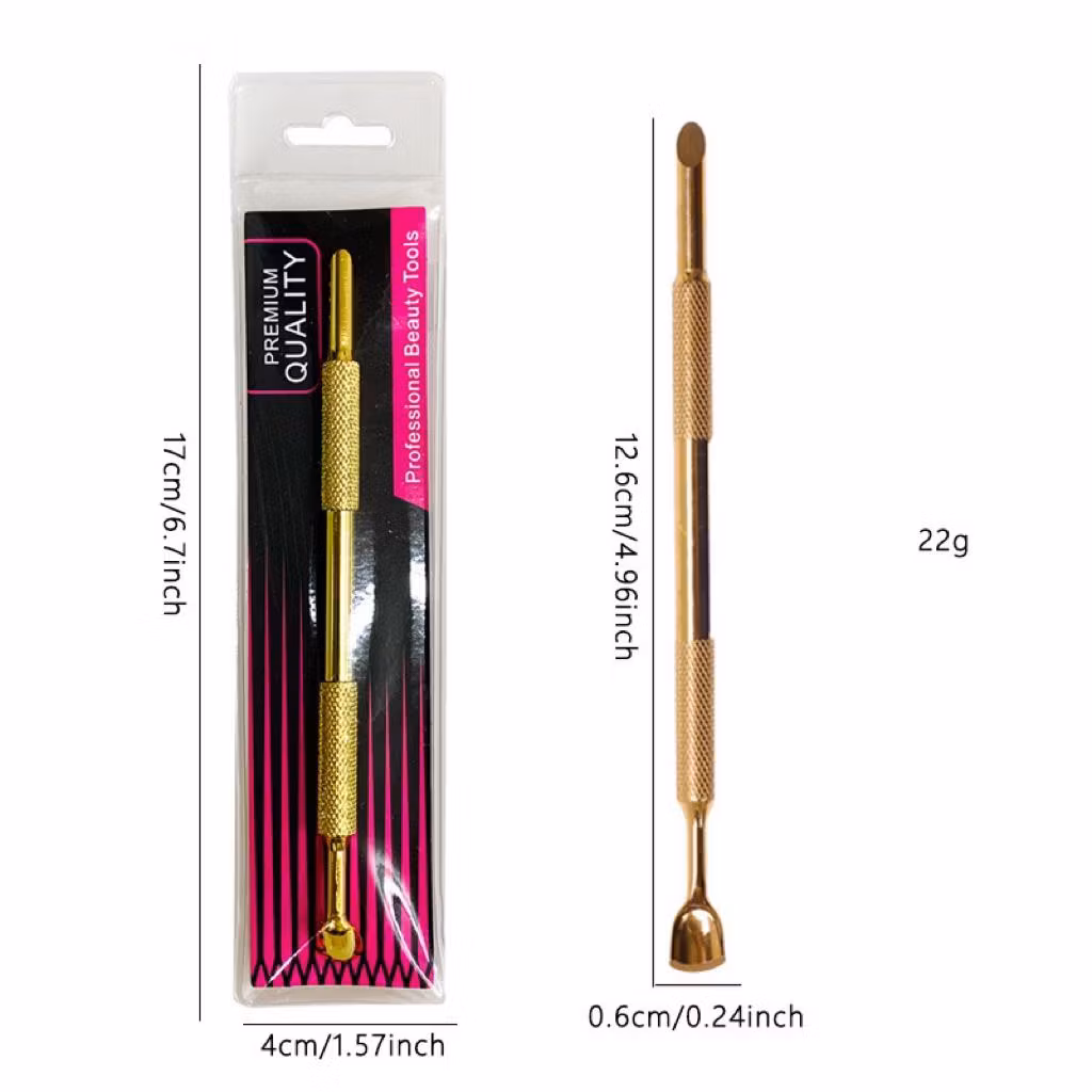 Cuticle pusher stainless tool gold