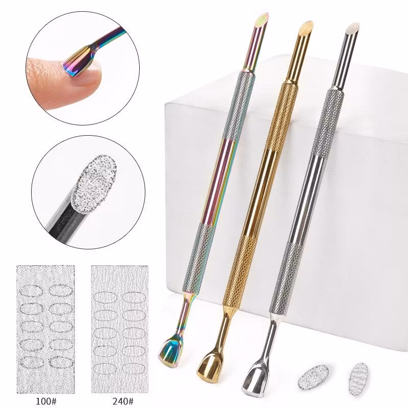 Cuticle pusher stainless tool silver