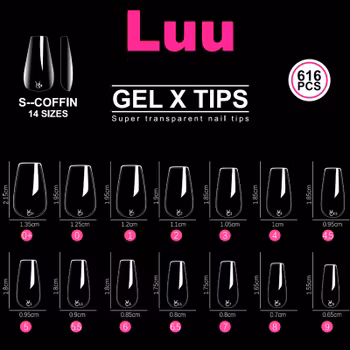Gel X full cover tips Coffin size S